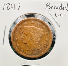 Large Cents - Braided Hair - 1847 picture