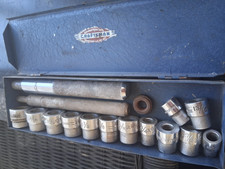 Vintage Craftsman Bushing Driver Set Blue Metal Box 16 Piece Set USA 1 1/4 picture