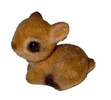 Cute Vintage Japan  Ceramic Fuzzy Flocked Miniature Figurine Deer picture