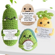 4PCS Mini Funny Positive Potato Toy Gift Creative Handmade Knitted Crochet Soft picture