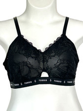 Torrid 3 Black Lace Keyhole Wirefree Bralette, Logo Band, Size 3X 22 24 picture