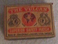 Vintage Matchbox Label Sweden Safety Matches Jonkoping-Vulcans TEAB. SWEDEN picture