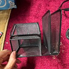 Black Metal Mesh Desktop Organizer with Multiple Compartments picture