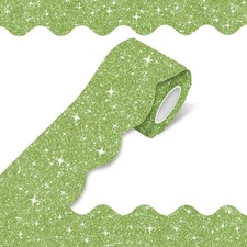 70Ft Shine Scalloped Bulletin Board Border- Green 70 FT, picture