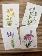 ACEO Watercolor floral series 4 aceos Paintings Bohoandbloosoms Original  picture