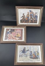 3 Patriotic Mini Framed Prints Betsy Ross, Spirit Of ‘76, Valley Forge picture