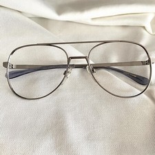 American Optical Metal Eyeglasses Frame Unisex Pewter Z87 Aviator Full Rim 54 18 picture
