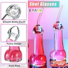 2x Funny Party Creative Genital Dick Penis Cocktail Glass Cup Bottle Decorate picture