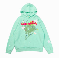sp5der Mint Green Star Graphic Pullover Hoodie Fleece Cotton  Men any size picture