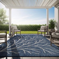 Indoor Outdoor Rug 6x9 Modern Area Rugs Branch Pattern Non Shedding picture