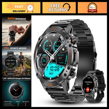 Rugged Waterproof Smart Watch for Men, 170+ Sports Modes, 1.43