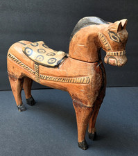 Vtg Mexican Folk Art Carved Wood Horse Statue Oaxaca Style Peg Joint READ picture