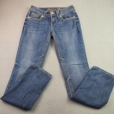 Seven7 Slim Straight Jeans Size 2 Med Wash Stretch Denim Mid Rise Classic picture