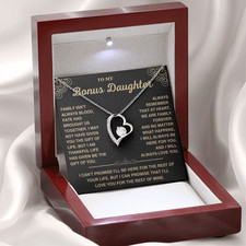 To My Bonus Daughter Birthday Graduation Heart Necklace Meaningful Gift From dad picture