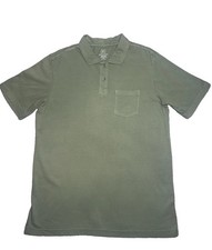 George Men's Green Solid Cotton Knit Polo Shirt Short Sleeve Pocket M 38-40 picture