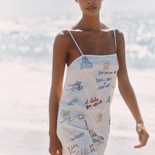Anthropologie Celandine beaded embroidered mini dress xs white picture