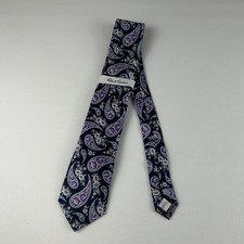 Robert Graham Men’s 100% Silk Tie Navy Blue Purple Paisley Floral Necktie picture