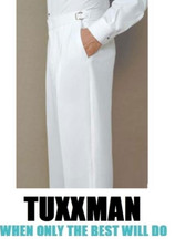 Men's Used White Tuxedo Pants Trousers Adjustable waist sizes TUXXMAN picture