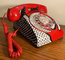 Amazing Vintage OOAK POP ART PAINTED TELEPHONE ~ Signed Cathy Klein ‘95 picture