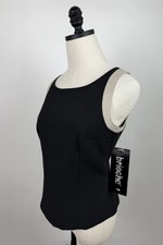 Vintage 90s Tank Top Womens Small NWT Color Block Going Out Top Black Beige picture