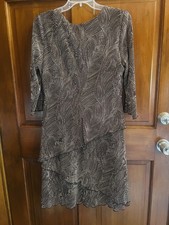 CONNECTED WOMAN 10P Brown&Beige Dots Swirl Design Layered Dress picture