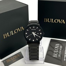 Bulova 98D144 Modern Quartz Calendar Black Men's  Stainless Steel Watch 42 MM picture