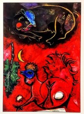 Marc Chagall Vintage 1965 Offset Color Lithograph Print 16x20 Matted Frame Ready picture