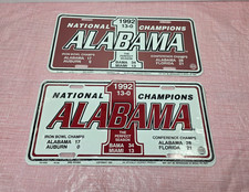 1992 Alabama National Champion Car Tag Limited Edition License Plate Lot of (2) picture