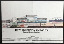 1973 DFW Dallas/Ft. Worth Airport Terminal Cross Section Diagram PRINT ADVERT picture