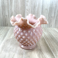 Vintage Fenton Pink Hobnail Glass Rose Bowl picture