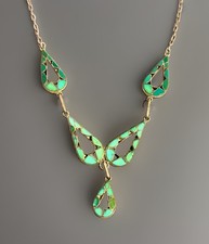 Vintage Native American Sterling Silver Turquoise Necklace Signed Zuni EJB picture