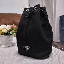 Authentic PRADA Tessuto Nylon Drawstring Pouch Cosmetic Pouch Black picture