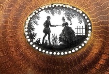 STUNNING ANTIQUE GUILLOCHE ENAMEL AND STERLING SILVER BOX c 1900 picture