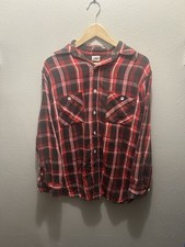 1950s-60s Big Yank Red Plaid Union Made Sanfordized Gusset Flannel Work Shirt picture