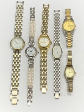 Untested Vintage 6pc Ladies Mixed Watch Lot Seiko Timex Misaki Citizen Diamond picture