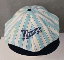vintage Wendy's fast food uniform hat classic blue stripe made USA snapback cap picture