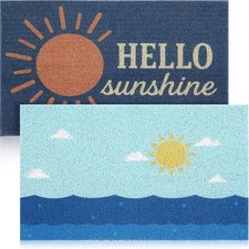 2 Pcs Hello Sunshine Decorative Doormat Sunshine Welcome Mat Lavender Sun Floor picture