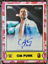 CM Punk 2025 Topps BAPE WWE #5A Pink Camo Autograph 03/25 picture