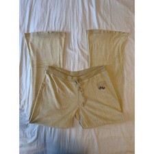 Bella Dahl BD Sweats Tan Velour Flare Pants Beige Embroidered Lounge Wide Leg L picture