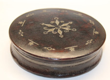 Antique Victorian Papier Mache Inlaid Round Box picture