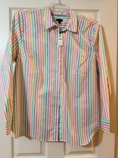 Talbots Woman’s Long Sleeve Button Down Striped Blouse. NWT. picture