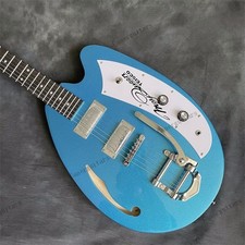 Semi-Hollow Electric Guitar Chrome Hardware Jazz Bridge Rosewood Fretboard Blue picture