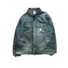 Vintage Carhartt Jacket Mens 48 XL Regular Black Thrashed Coat Made USA C03 90s picture