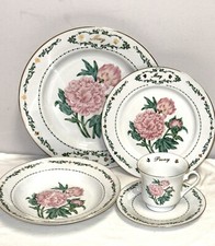 Domestications MONTH & FLOWERS 5 PC PLACE SETTING  *MAY * PEONY * picture