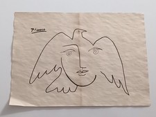 Pablo Picasso Drawing on paper (Handmade) signed and stamped mixed media. picture
