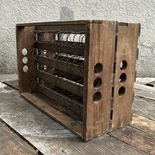 Antique 1890s Wire Divider Gardner Egg Carriers Pair Primitive Wood Crates Farm picture