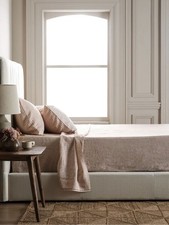 Quince King European Linen Terracotta White Stripe Flat Sheet Set 4 pc Bedding picture