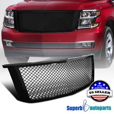 Fits 2015-2018 Chevy Tahoe Suburban Glossy Black ABS Mesh Front Hood Grille 1PC picture