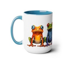 Vibrant Multicolor Frogs Coffee Cup 15 oz Ceramic | 5 Colors picture