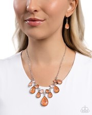 Paparazzi Jewelry Accessories - Talented Teardrops - Orange Necklace - NEW picture